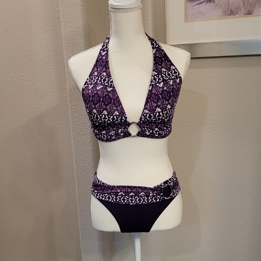Elegant Purple Halter Bikini Set